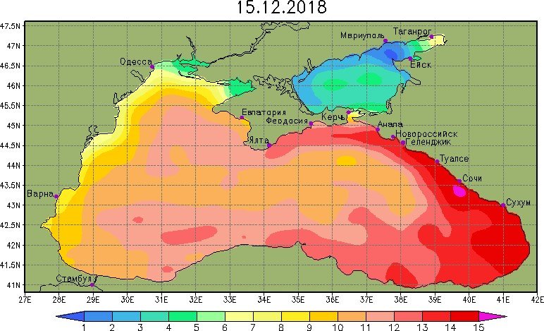 Карта температуры воды в черном море